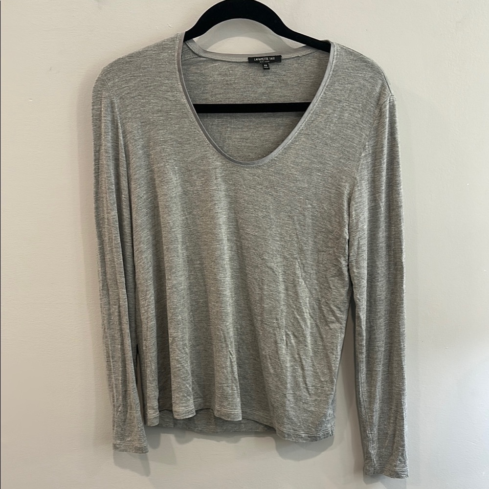 Lafayette 148 New York Gray Long Sleeve T-Shirt